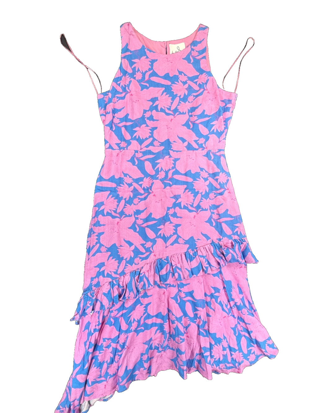 Sam Edelman Linen Floral Print Ruffled Midi Dress (Women's 10) - MSRP $138